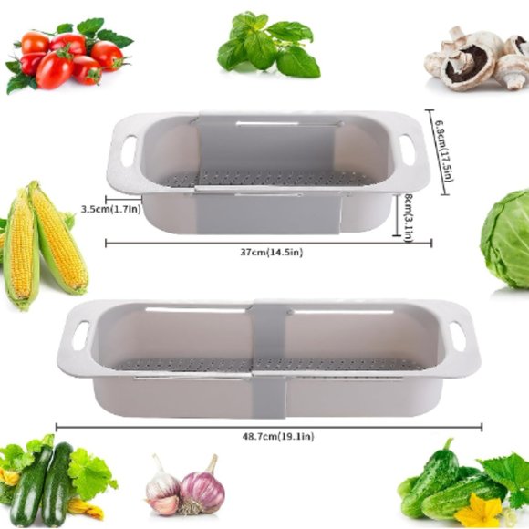 Extendable / Collapsible Colander - Strainer Over the Sink  (Lt. Grey) - Picture 2 of 12